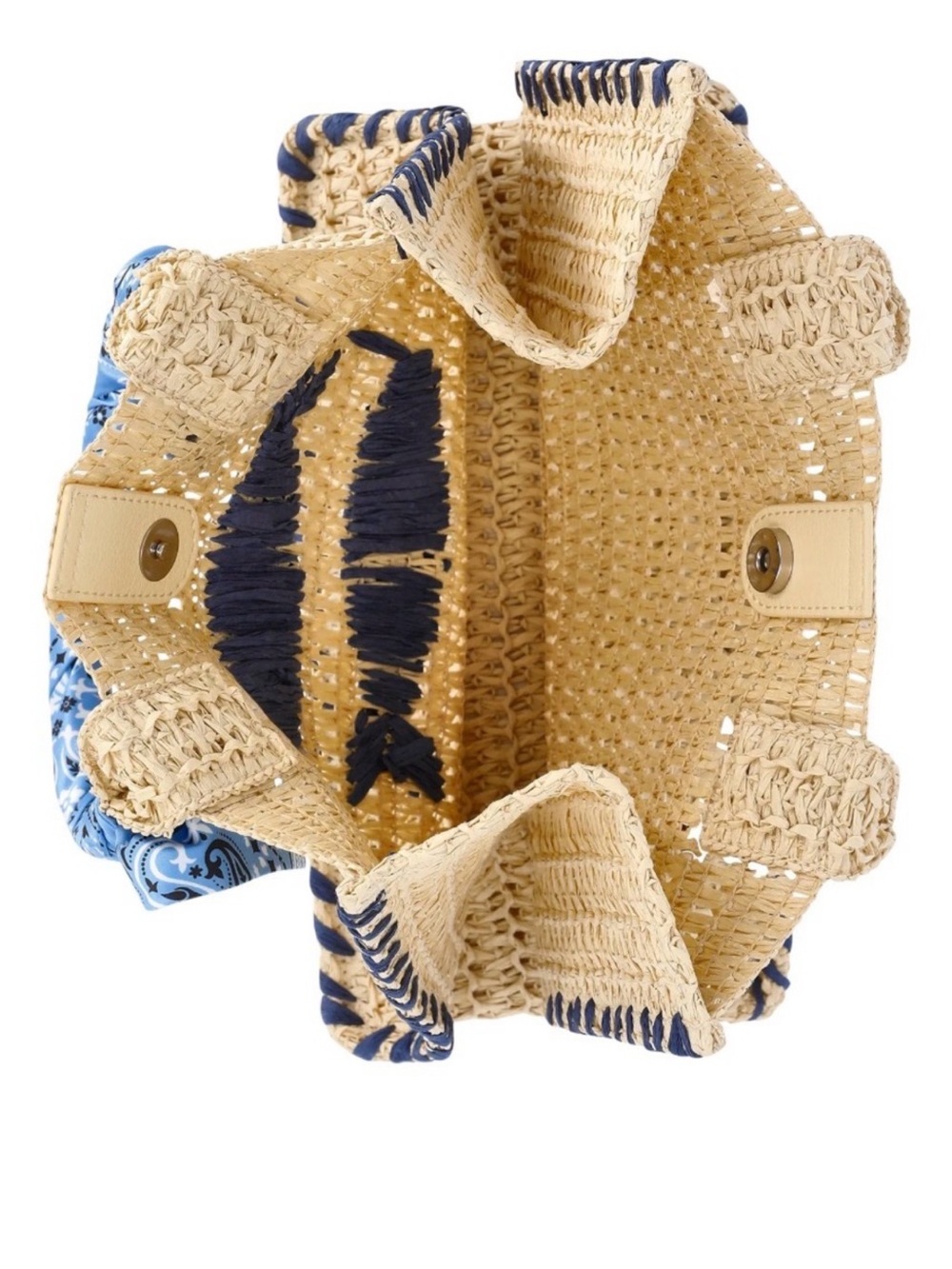 No Boundaries Natural Mini Straw Tote Bag with Blue Fish Motif - Picture 5 of 5